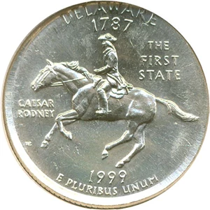 image for: 1999-D 25c Delaware NGC MS64 - Struck on 5c planchet (5.0 Grams)