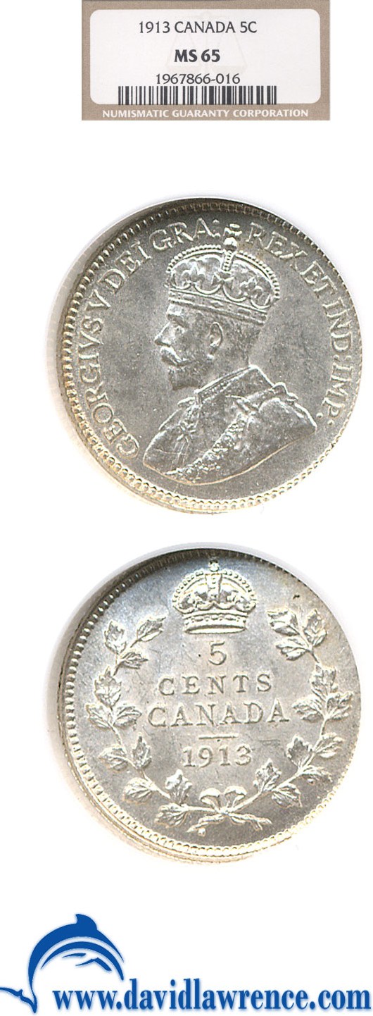 image for: Canada: 1913 5c  NGC MS65 