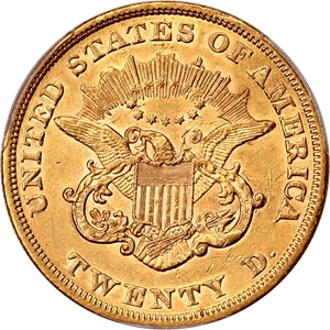 image for: 1858 $20 PCGS AU50