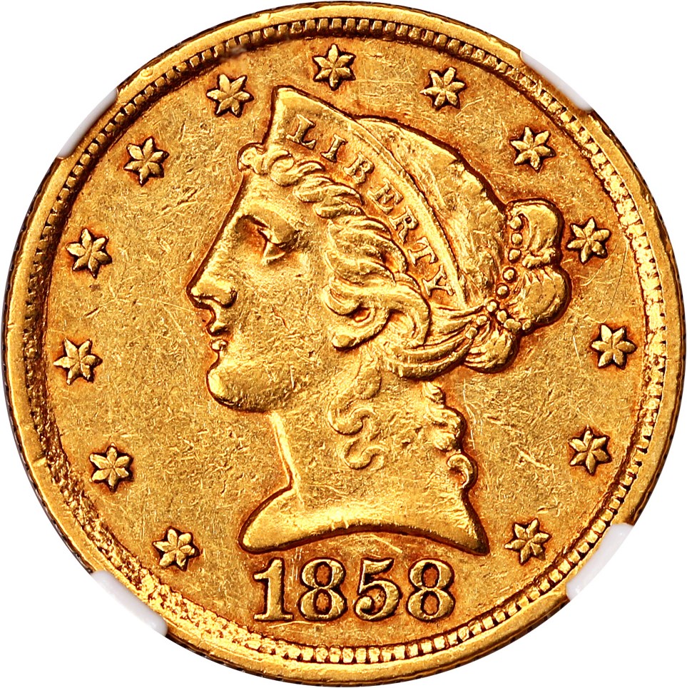 image for: 1858-C $5 NGC AU53