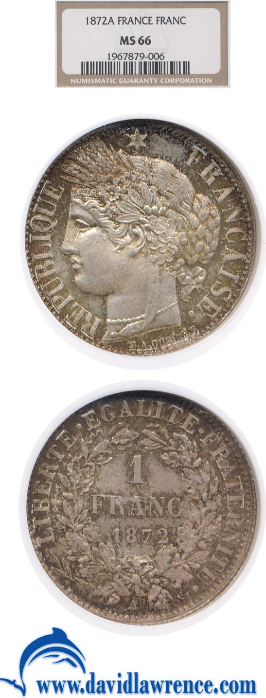 image for: France: 1872-A 1 Fr  NGC MS66   