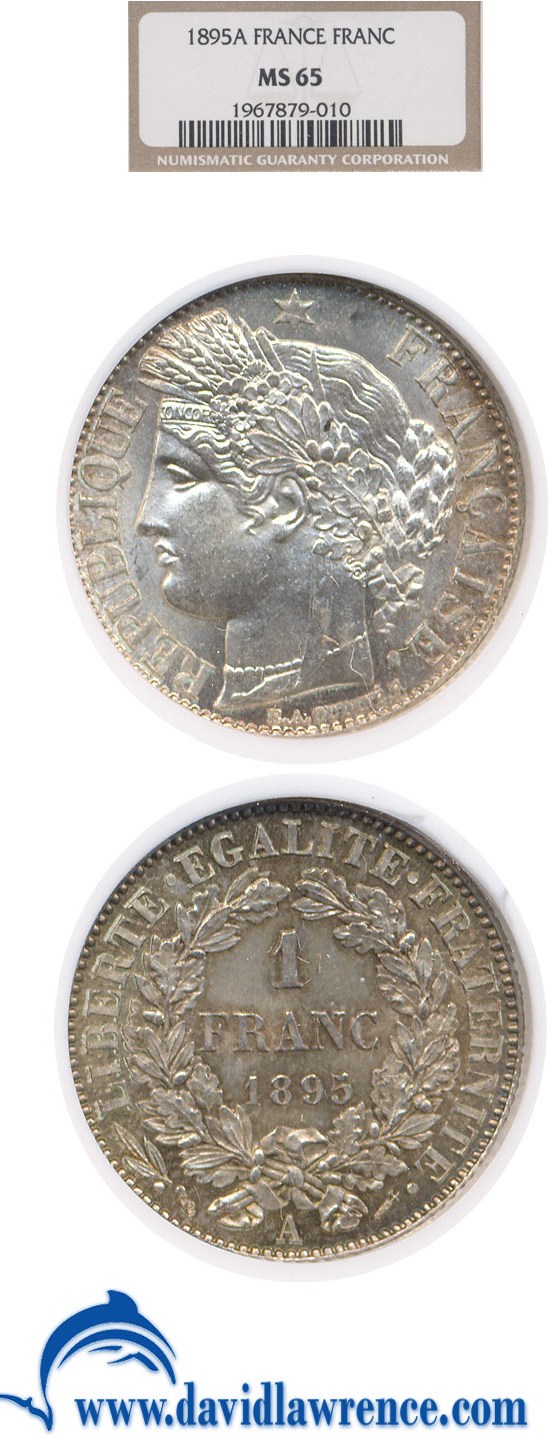 image for: France: 1895-A 1 Fr  NGC MS65   