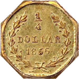 image for: 1856 Cal. Gold 25c PCGS MS63 (BG-111, OGH)
