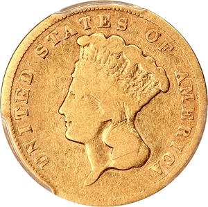 image for: 1860-S $3 PCGS VG-08