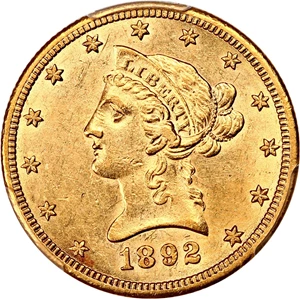 image for: 1892-CC $10 PCGS AU55