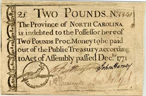 image for: FR. NC-141 December 1771 2 Pound North Carolina Colonial Note PMG VF30