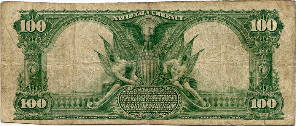 image for: FR. 698 1902 3rd Charter Period 3rd Issue Plain Back $100 National Bank Note PCGS Net Fine 15 (Apparent Small Edge Tear at Bottom Left)