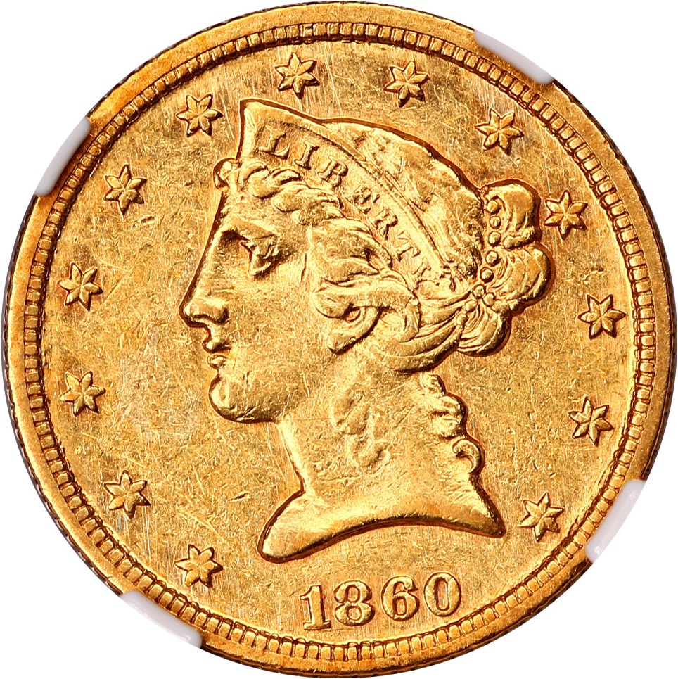image for: 1860-C $5 NGC AU55