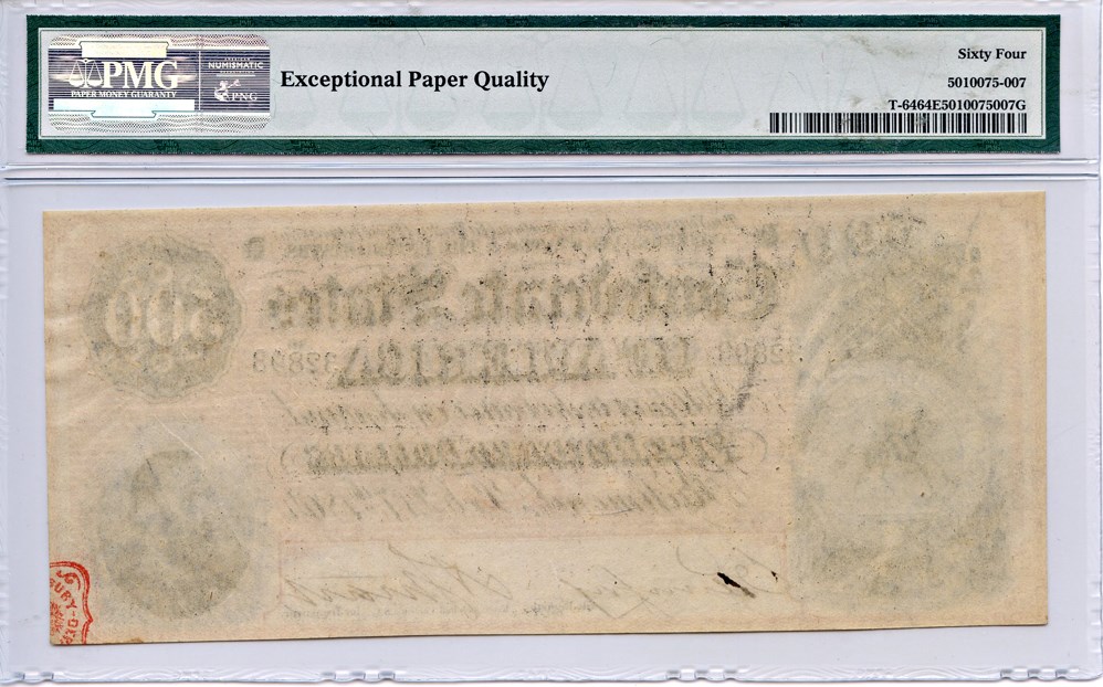 image for: FR. T64 1864 $500 Confederate States of America PMG Choice Unc 64 EPQ