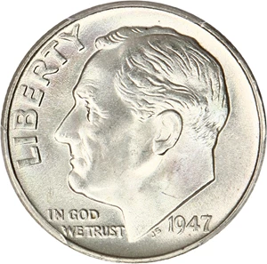 image for: 1947 10c PCGS MS66+ FB