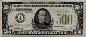 image for: FR. 2202J 1934A $500 Federal Reserve Note Kansas City PMG Very Fine 35