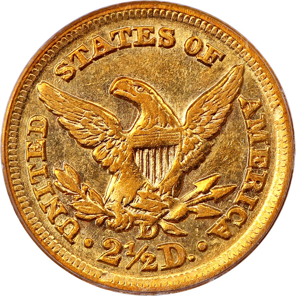 image for: 1859-D $2 1/2 PCGS AU53