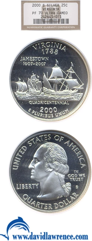 image for: 2000-S 25c Virginia NGC Proof 70 UCameo