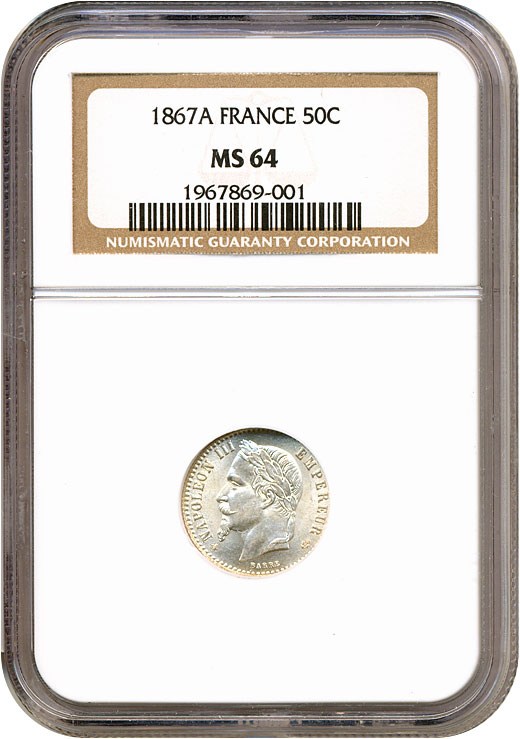 image for: France: 1867-A 50 Centime  NGC MS64