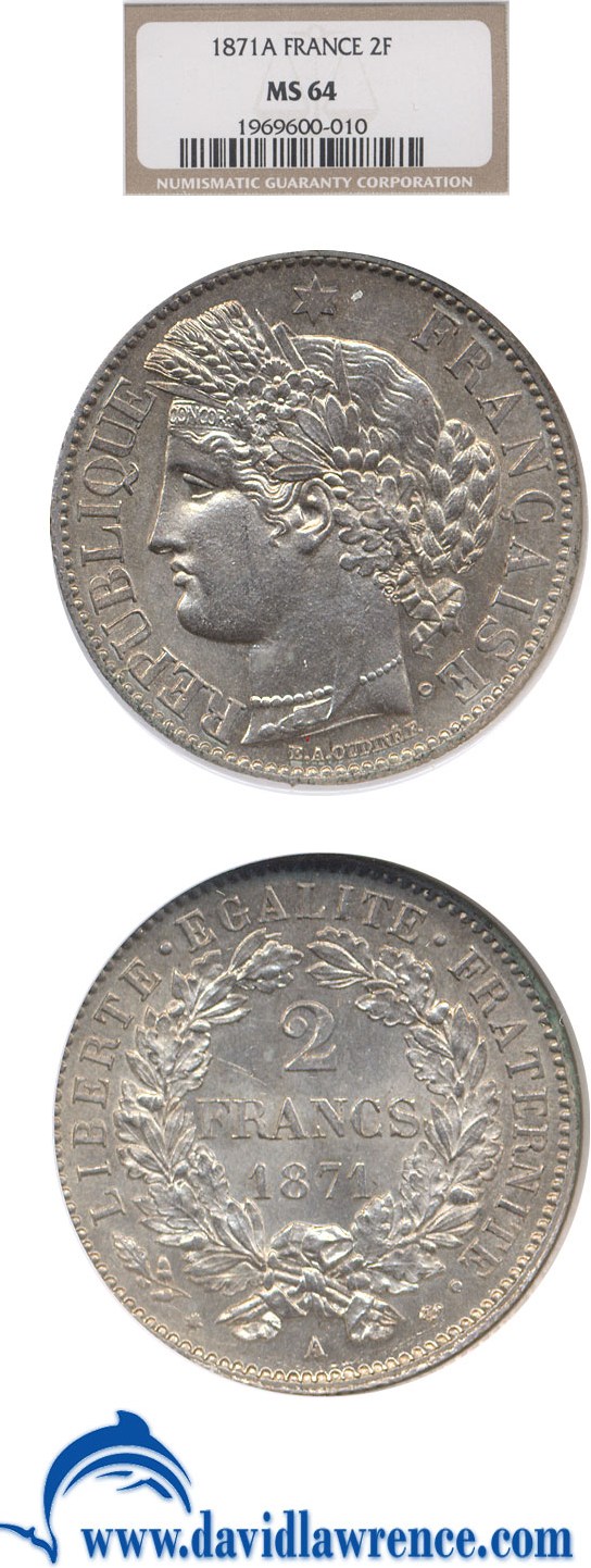 image for: France: 1871-A 2 Fr  NGC MS64   