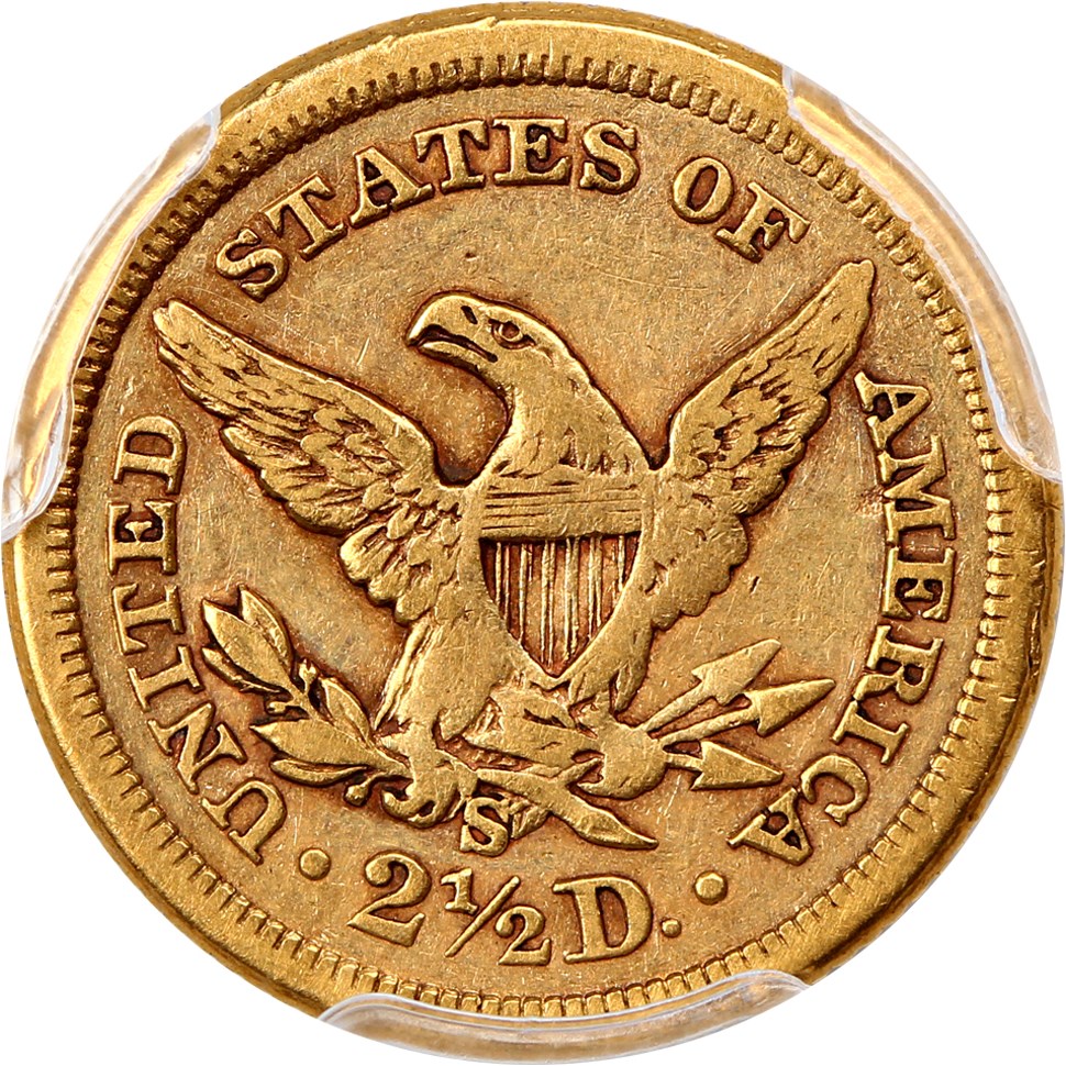 image for: 1876-S 2 1/2 PCGS VF30