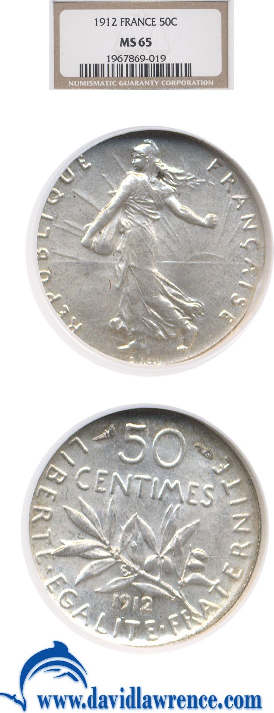 image for: France: 1912 50 Centime  NGC MS65   