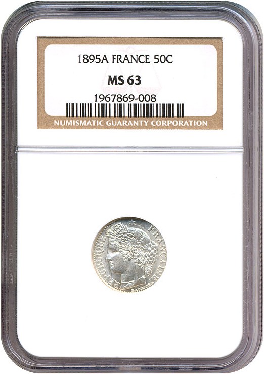 image for: France: 1895-A 50 Centime  NGC MS63   