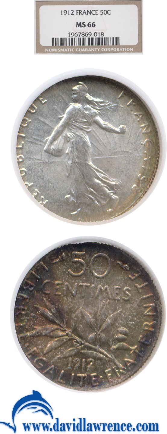 image for: France: 1912 50 Centime  NGC MS66   