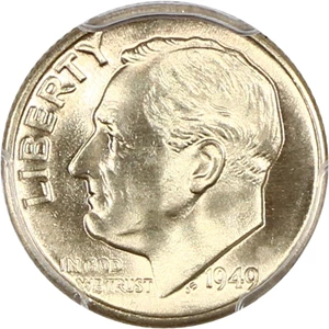 image for: 1949-D 10c PCGS MS66 FB