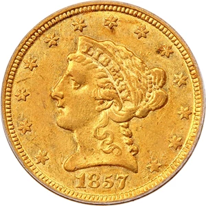image for: 1857-O 2 1/2 PCGS AU53