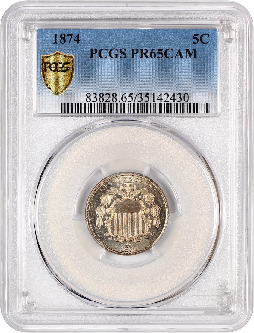 image for: 1874 5c PCGS Proof 65 CAM