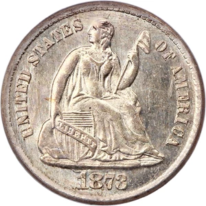 image for: 1873-S H10c PCGS/CAC MS64+