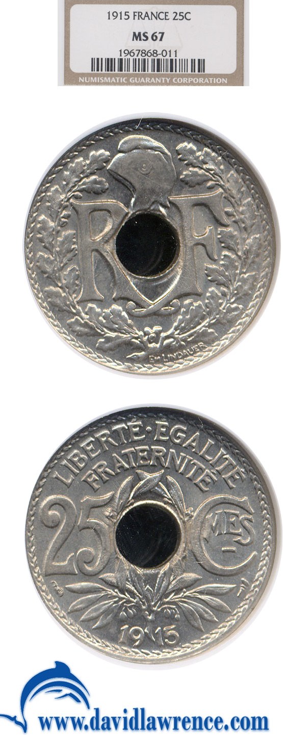 image for: France: 1915 25 Centime  NGC MS67   