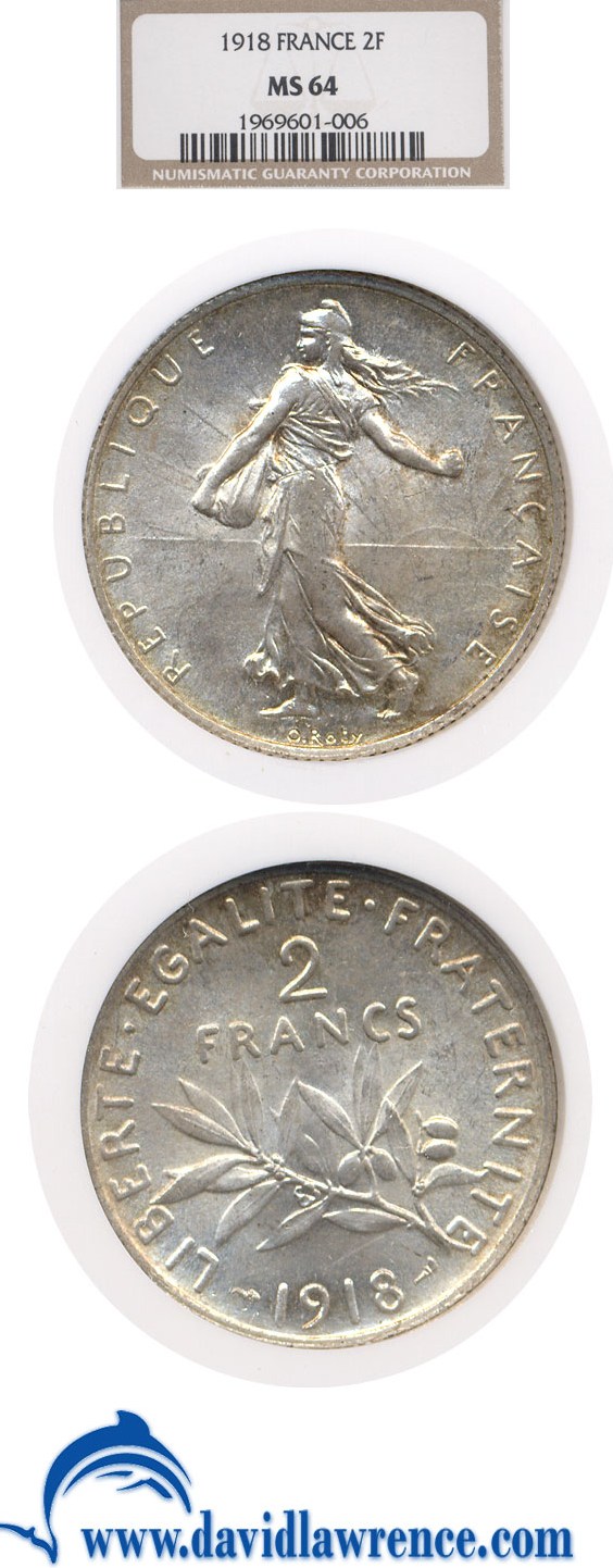 image for: France: 1918 2 Fr  NGC MS64   