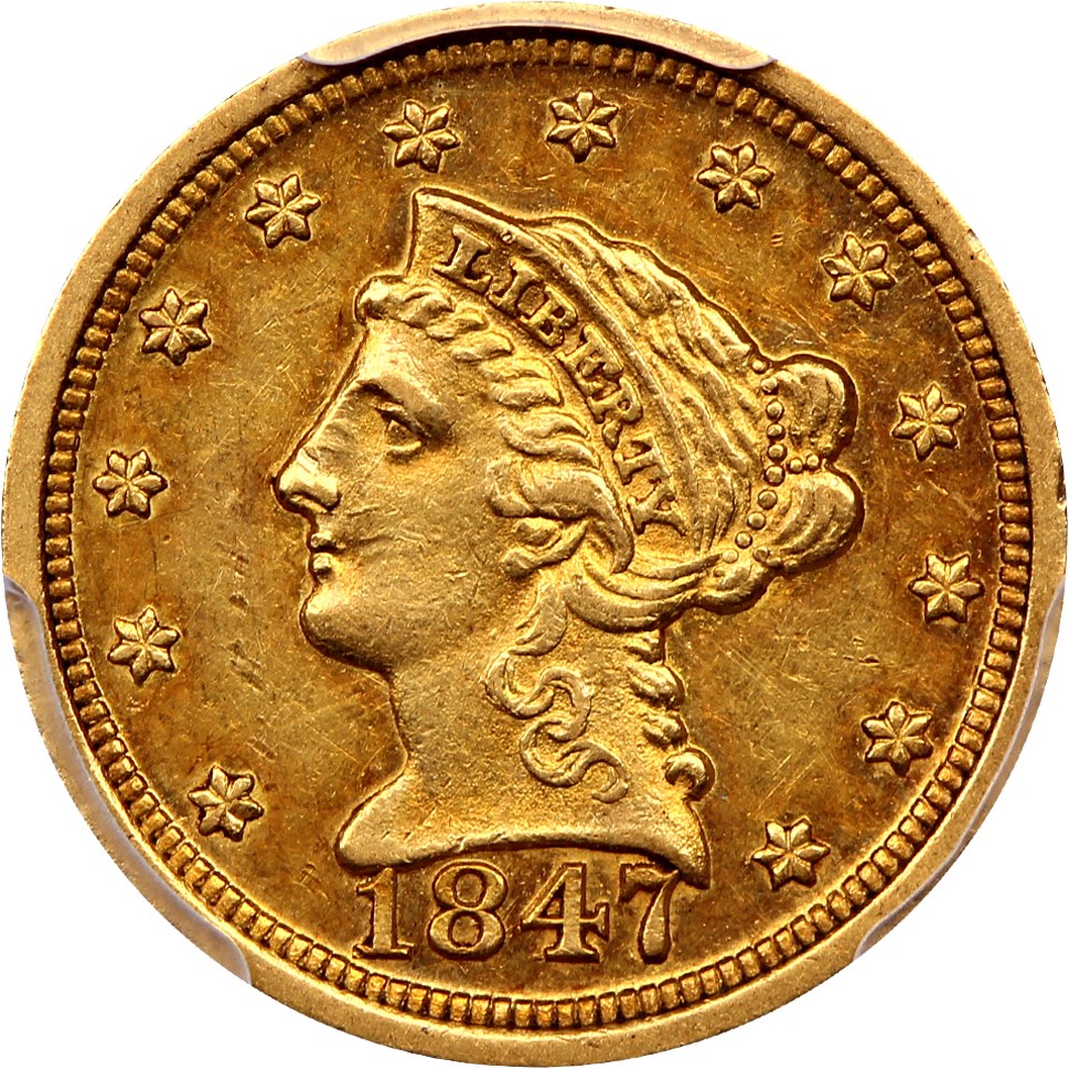 image for: 1847-D 2 1/2 PCGS AU55