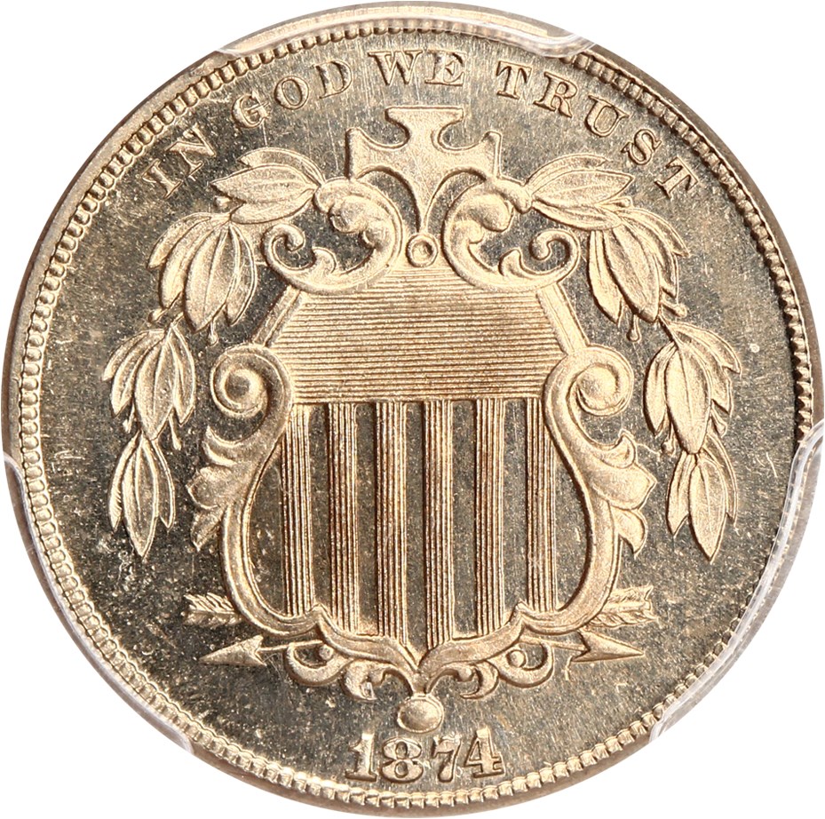 image for: 1874 5c PCGS Proof 65 CAM
