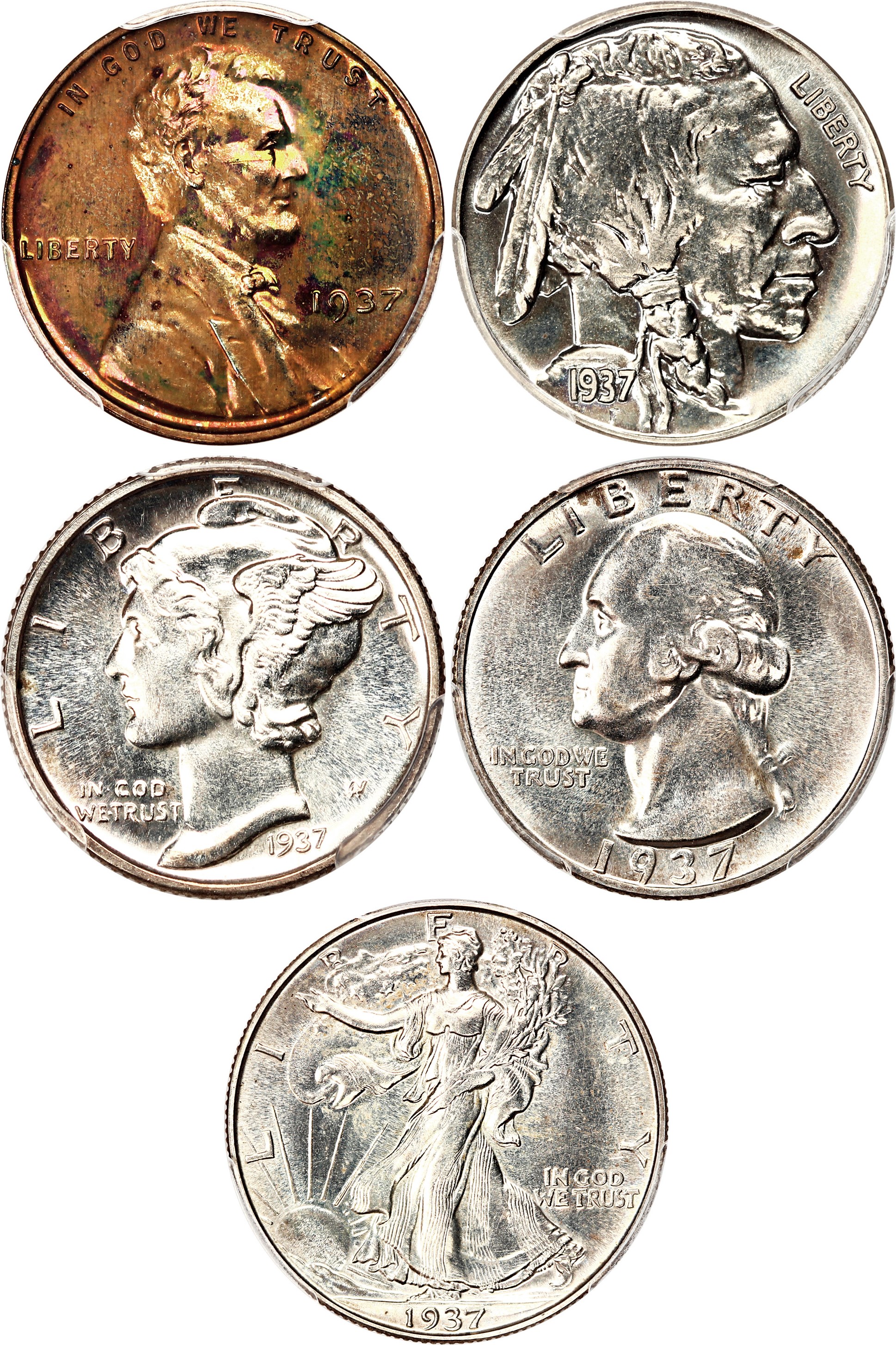 image for: 1937 Proof Set PCGS/CAC Proof 63-66 (5c and 25c are CAC)
