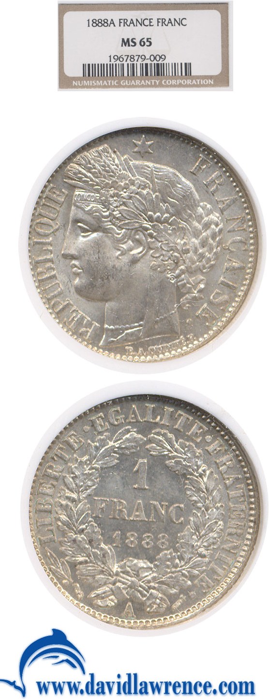 image for: France: 1888-A 1 Fr  NGC MS65   