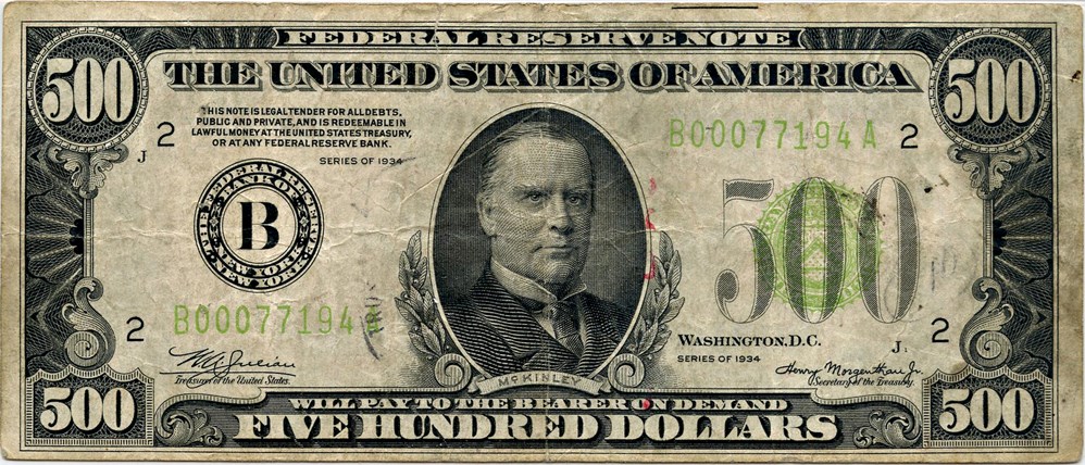 Small Size Notes Federal Reserve Notes Small $500 Values