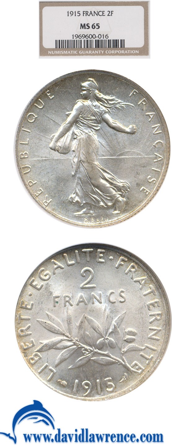 image for: France: 1915 2 Fr  NGC MS65   