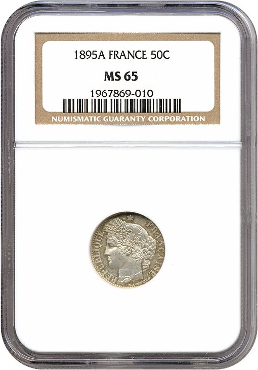 image for: France: 1895-A 50 Centime  NGC MS65   