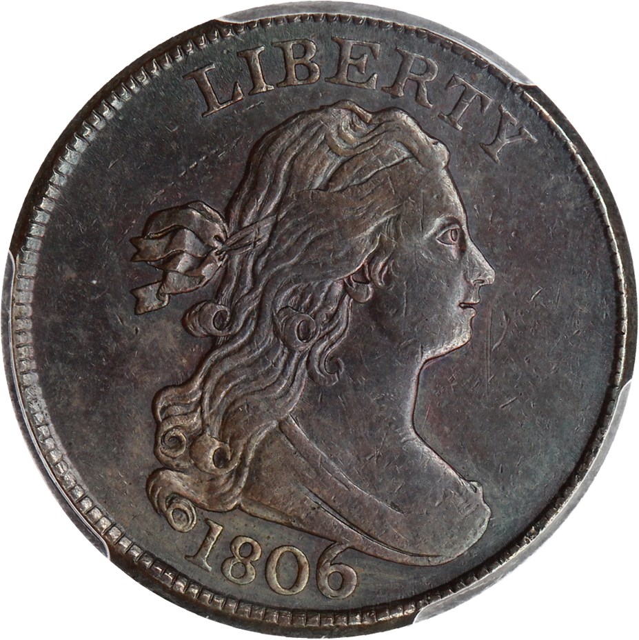image for: 1806 1/2c PCGS AU53 (Large 6, Stems)