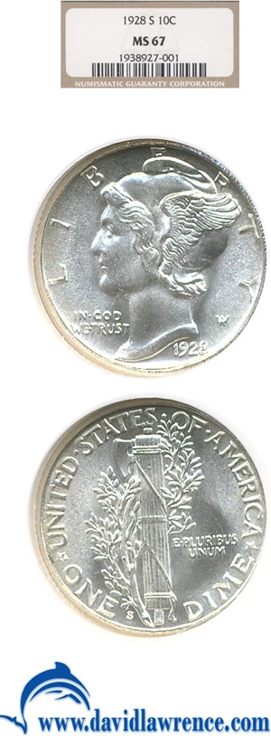 image for: 1928-S 10c NGC MS67