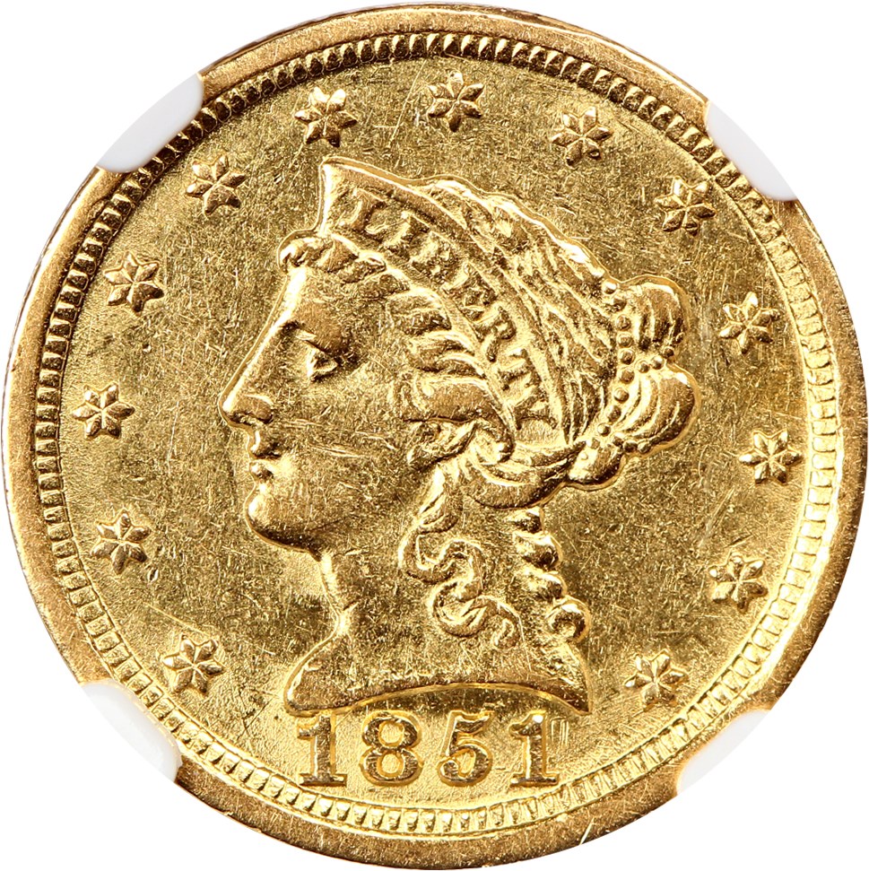 image for: 1851-D $2 1/2 NGC AU55