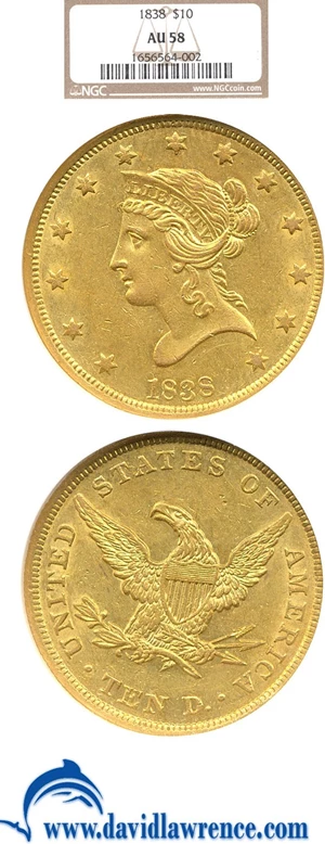 image for: 1838 $10 NGC AU58