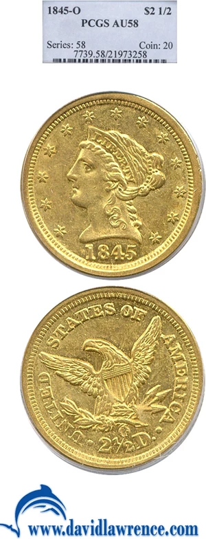 image for: 1845-O $2 1/2 PCGS AU58