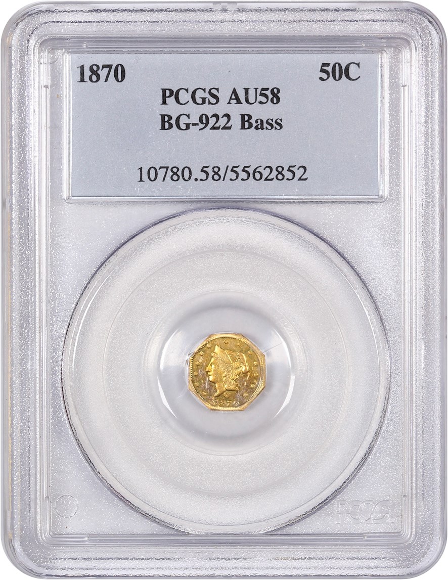 image for: 1870 Cal. Gold 50c PCGS AU58 (BG-922) ex: Bass
