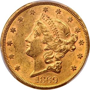 image for: 1869-S $20 PCGS MS60