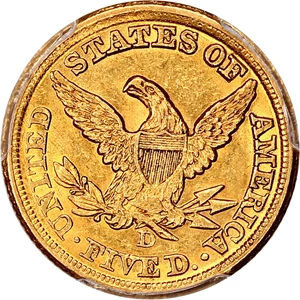 image for: 1857-D $5 PCGS/CAC AU58