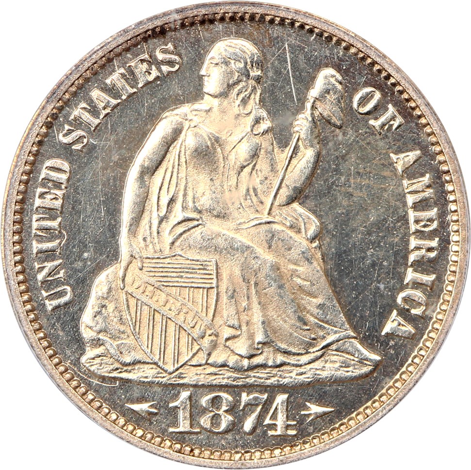image for: 1874 10c PCGS Proof 64 CAM (Arrows)