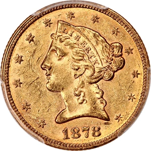 image for: 1878 $5 PCGS MS61