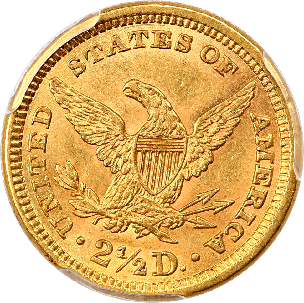 image for: 1860 $2 1/2 PCGS MS61 (New Reverse)