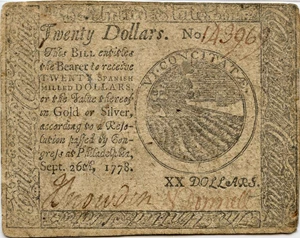 image for: FR. CC-82 Sep. 26, 1778 $20 Continental Currency PMG Very Fine 30