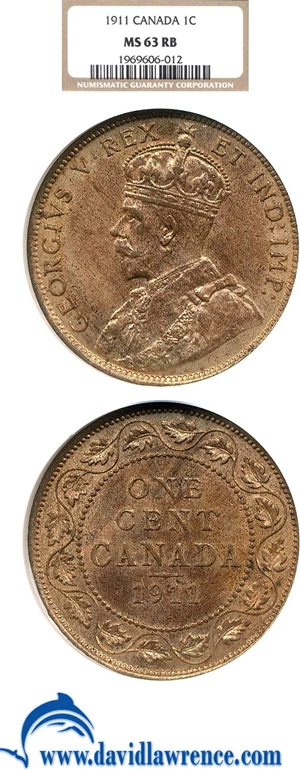 image for: Canada: 1911 1c NGC MS63 RB