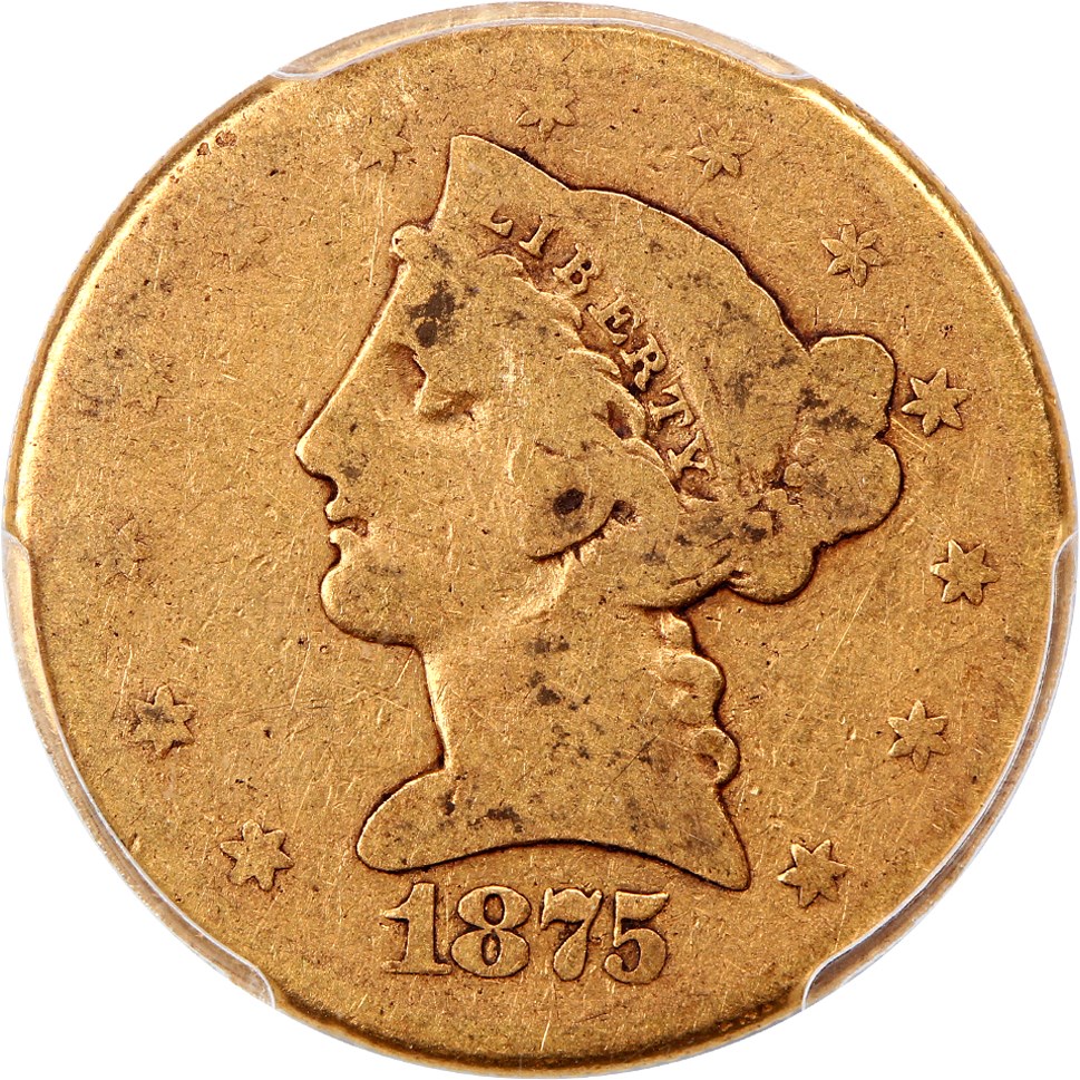 image for: 1875-CC $5 PCGS/CAC AG-03